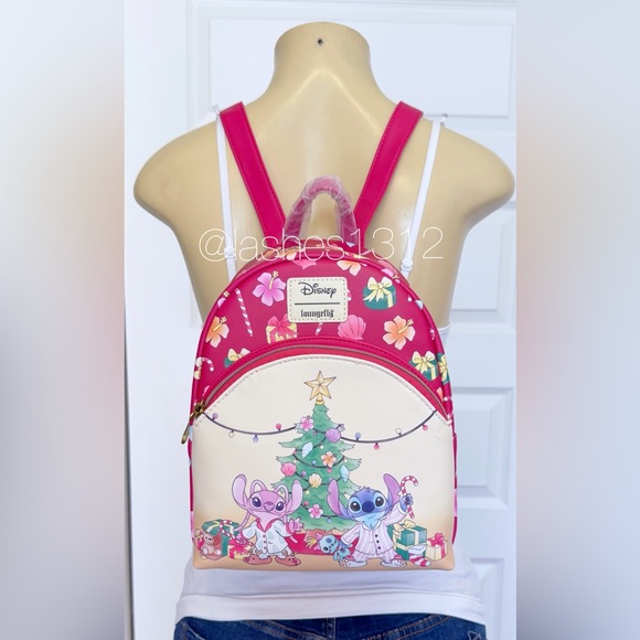 LOUNGEFLY Bag Lilo & Stitch Christmas Mini Backpack - Red Cream main image 6
